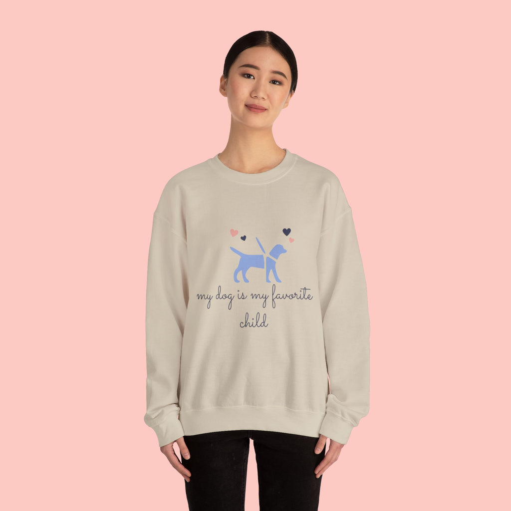 Dog Lover Crewneck Sweatshirt - "My Dog Is My Favorite Child" Graphic