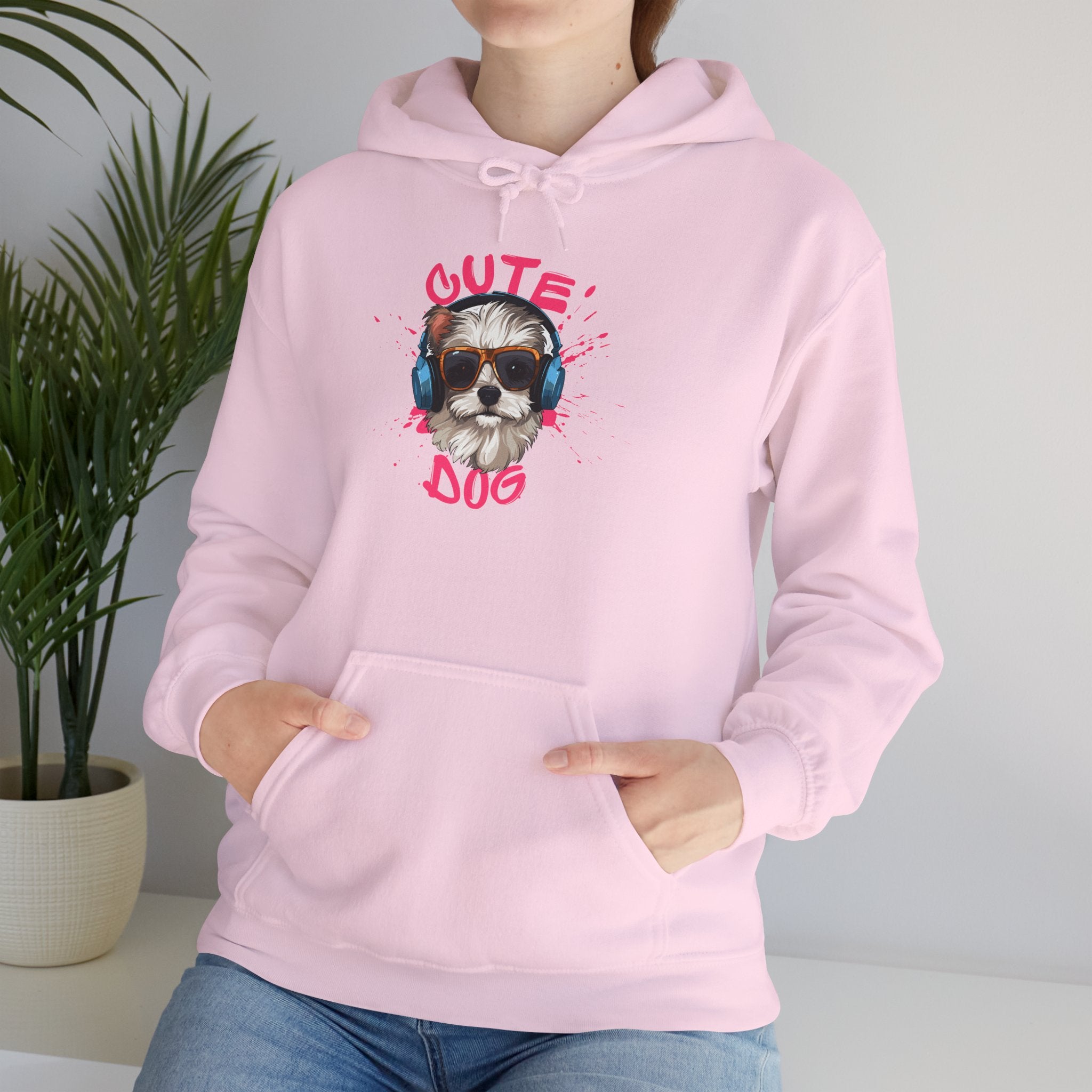 Cute Dog Hoodie with Headphones – 'Cute Dog' Graphic Pet Lover Sweatshirt