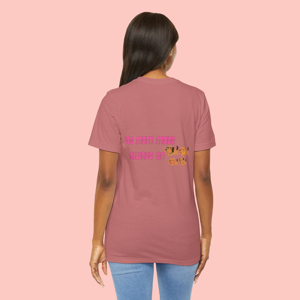 Dog Mom Tee — "Dog Mom Made, Always On" Cute Paw Print Graphic T-Shirt