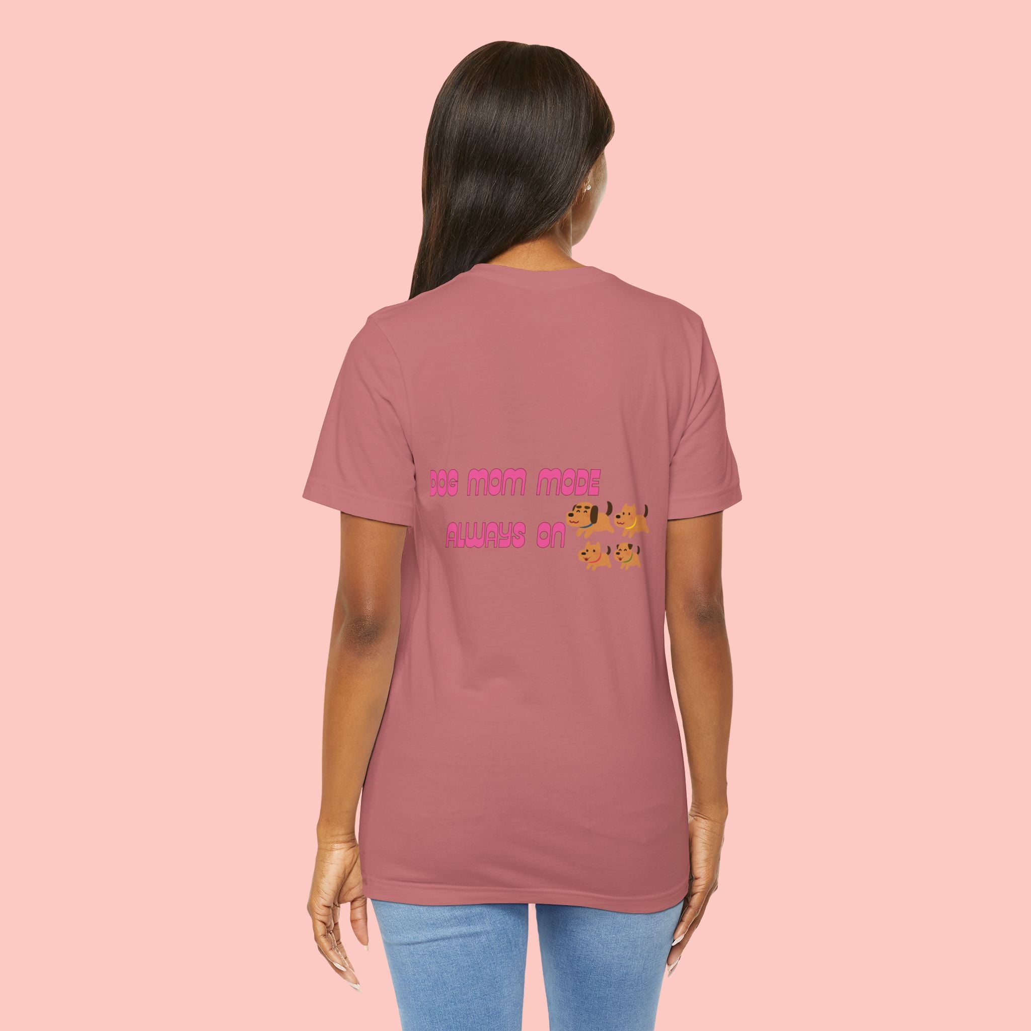 Dog Mom Tee — "Dog Mom Made, Always On" Cute Paw Print Graphic T-Shirt