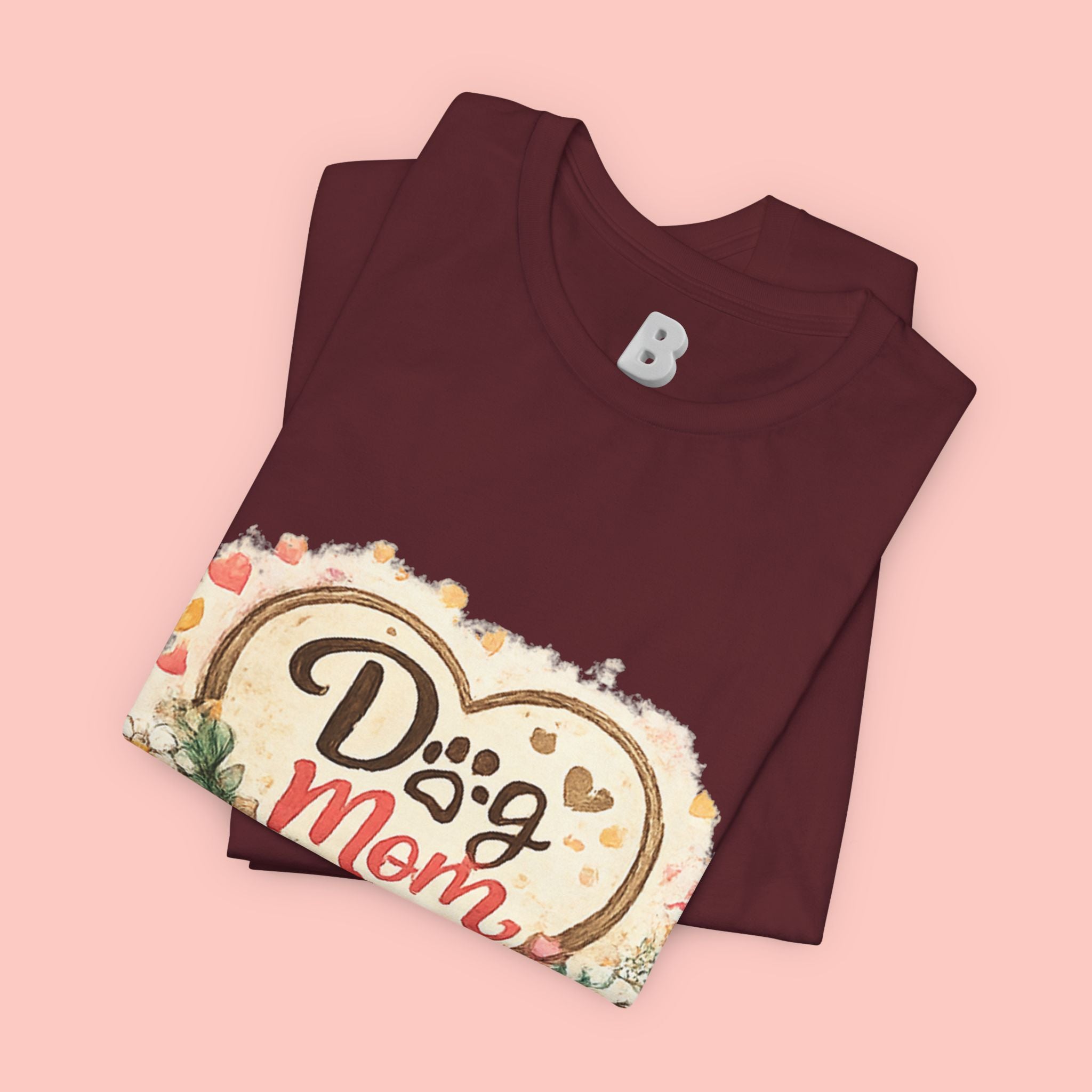Dog Mom T-Shirt – Floral Heart Paw Design
