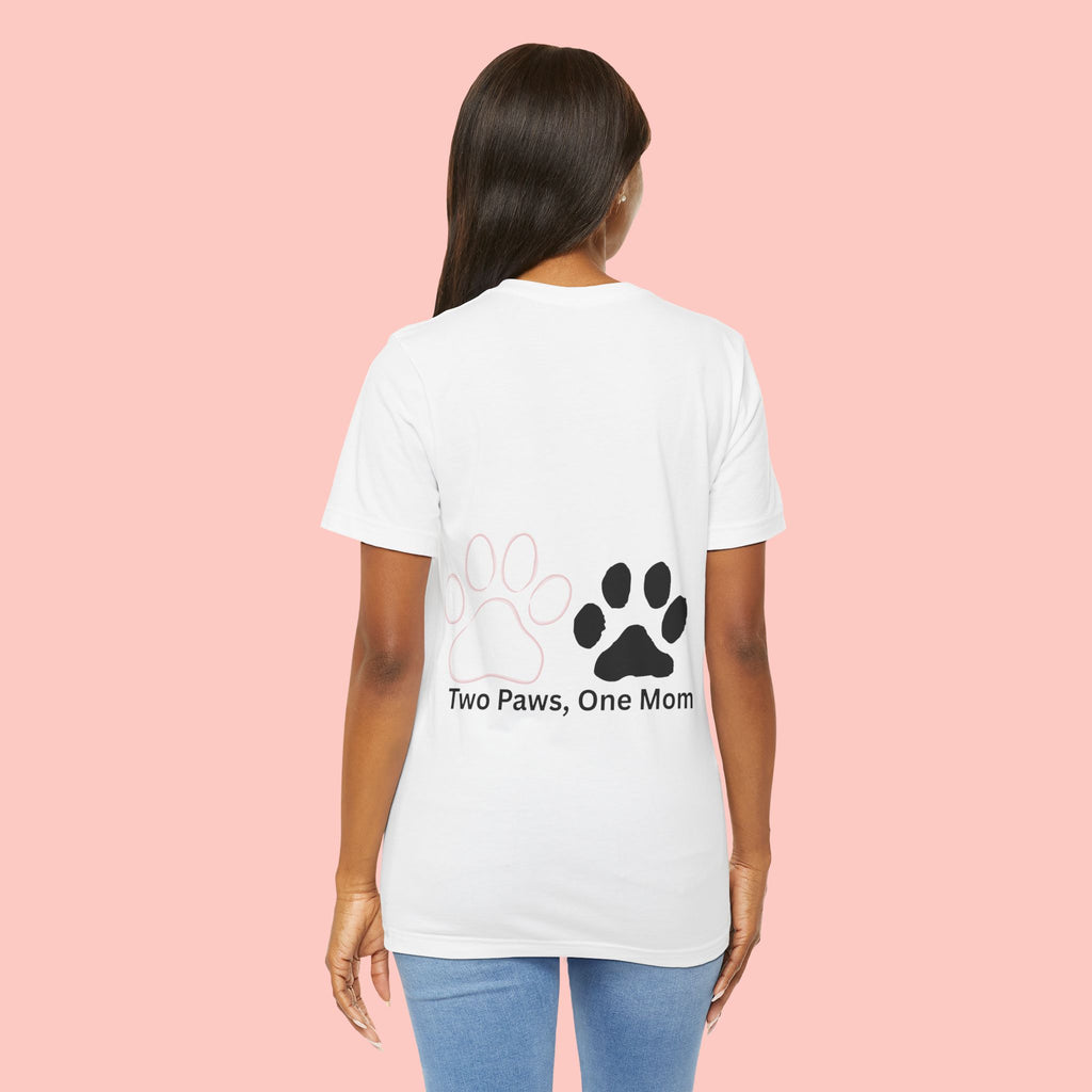 T-Shirt — “Two Paws, One Mom” Paw Print Mom Tee