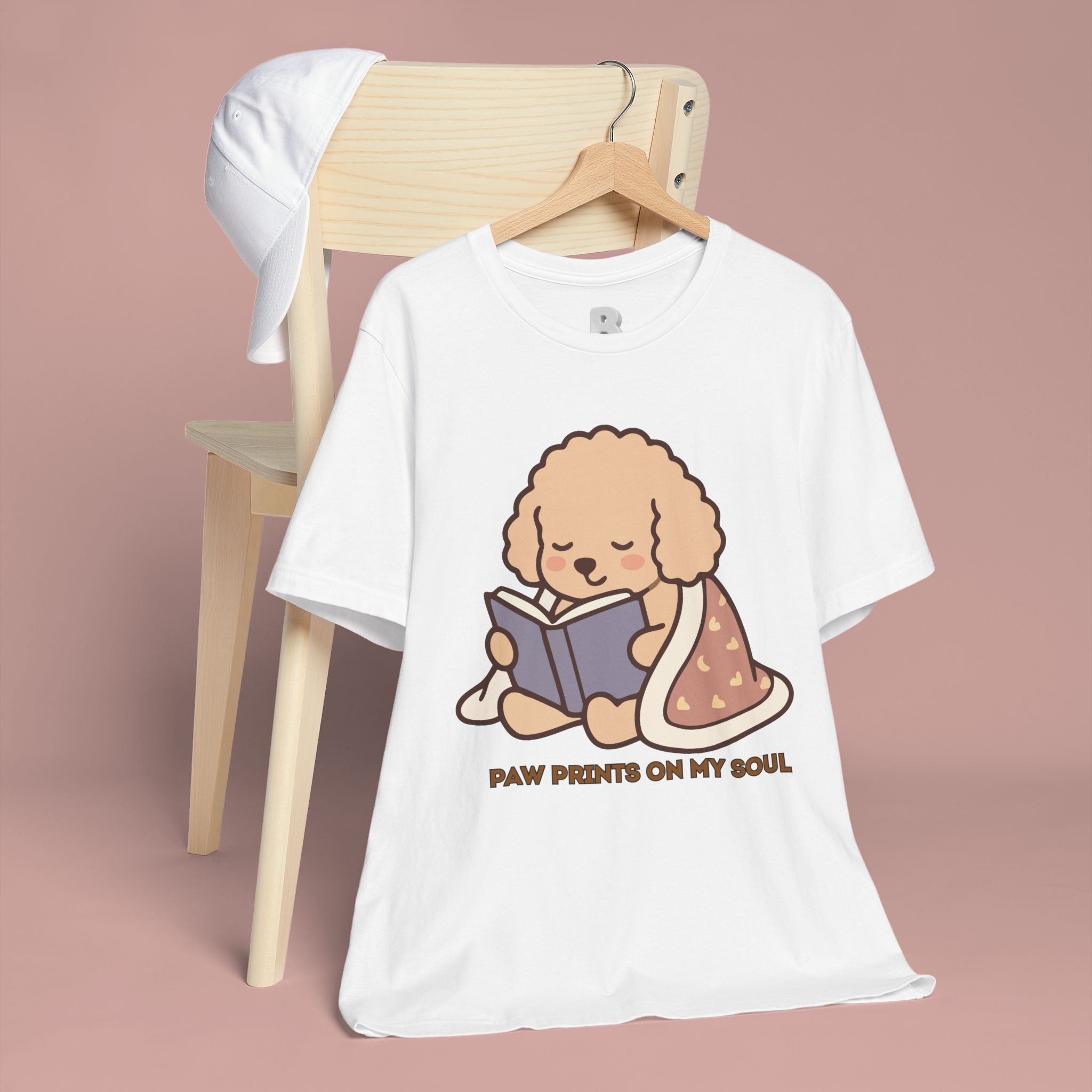 Paw Prints On My Soul T‑Shirt — Cute Reading Puppy Graphic Tee