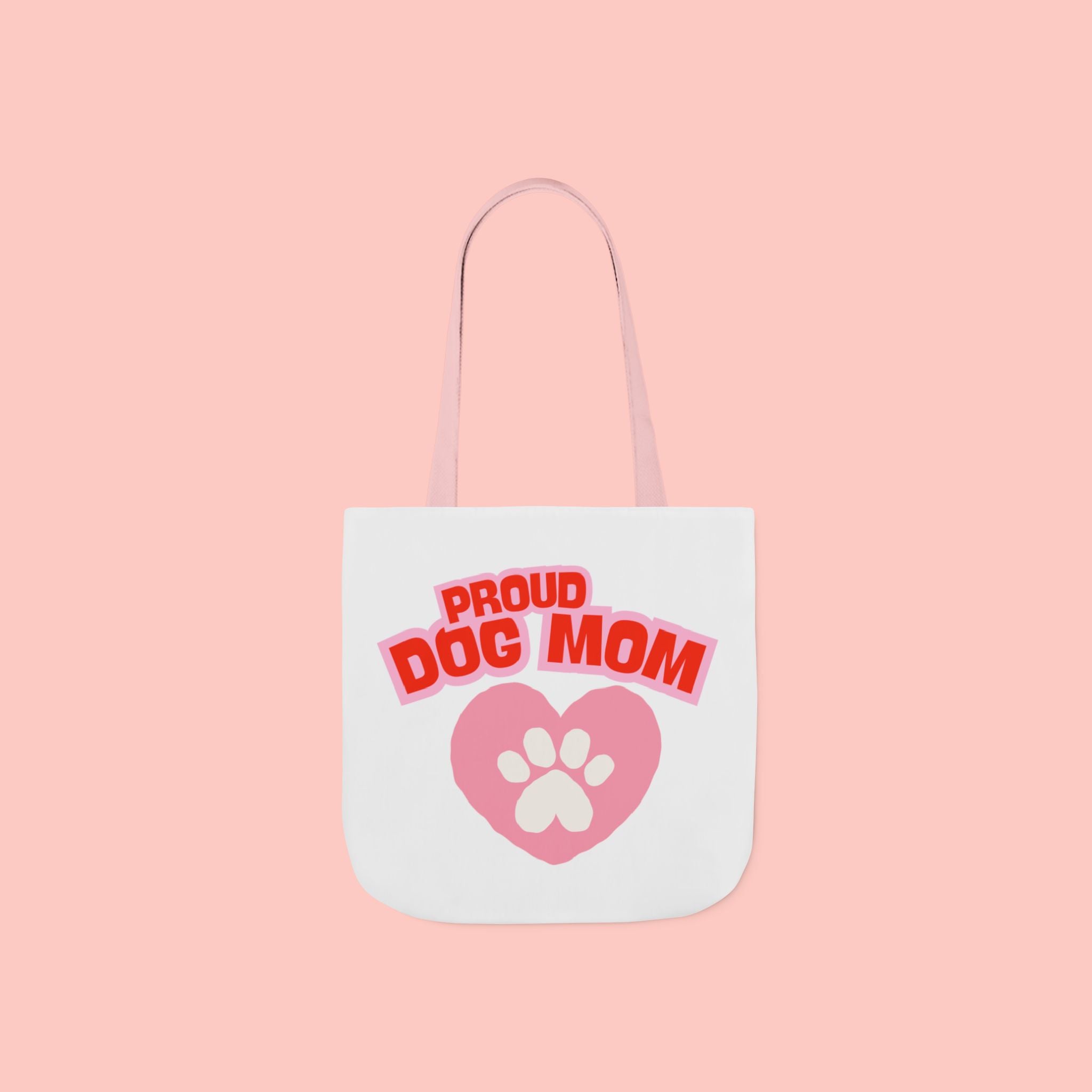 Proud Dog Mom Canvas Tote Bag – Pink Paw Heart Dog Mom Gift