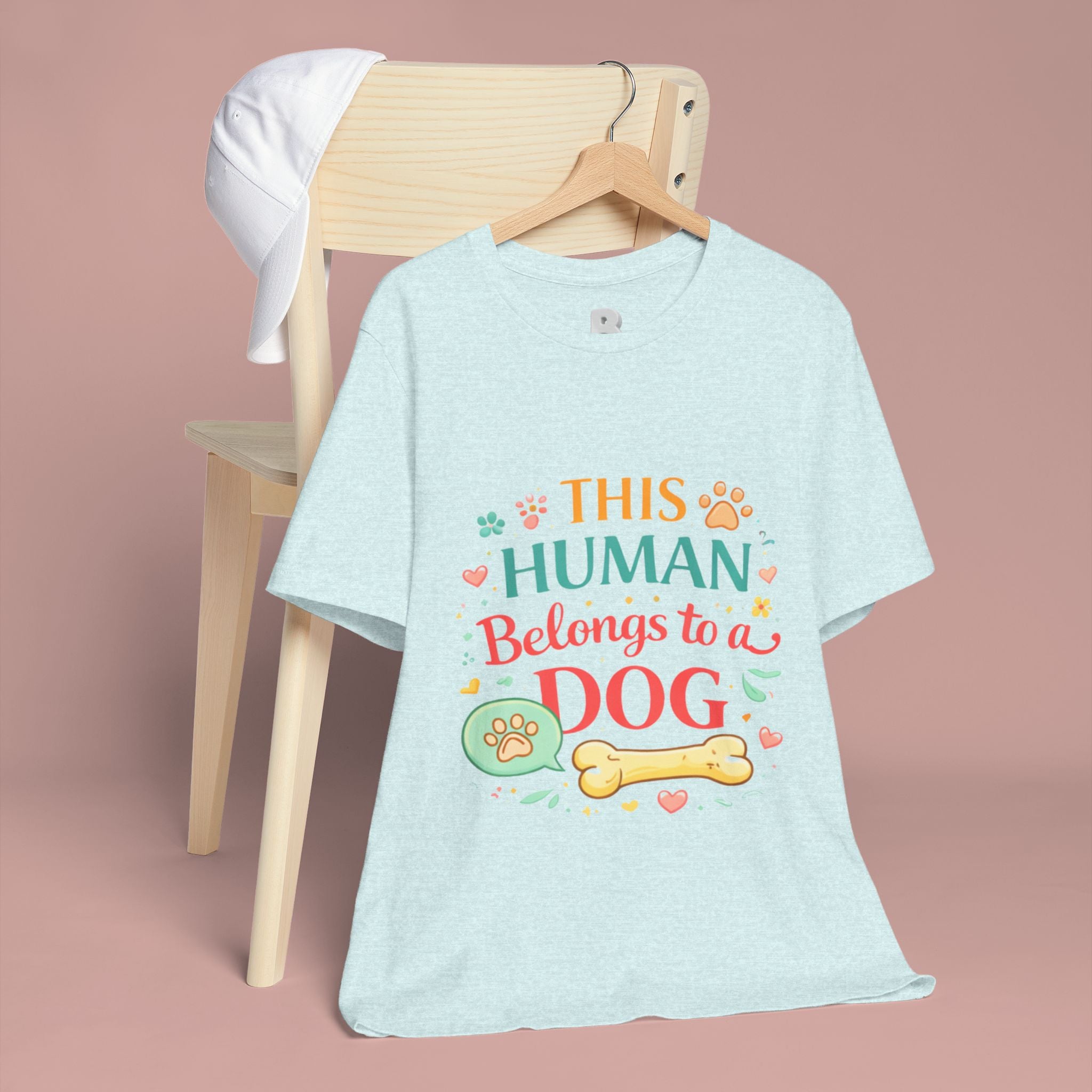 Dog Lover T-Shirt — "This Human Belongs to a Dog" Cute Paw Print Tee