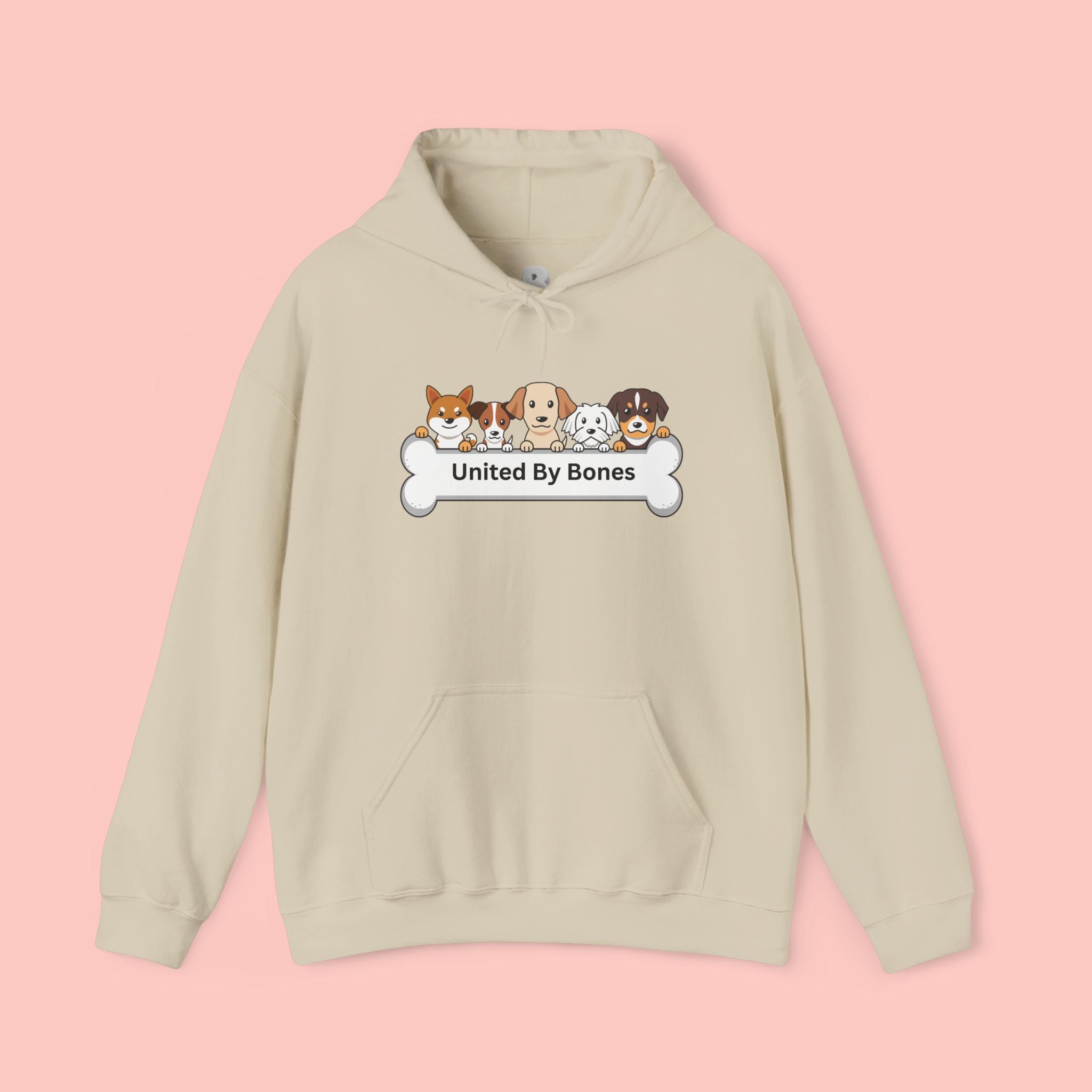 United By Bones Hoodie — Cute Cartoon Dogs Paw Bone Graphic Sweatshirt