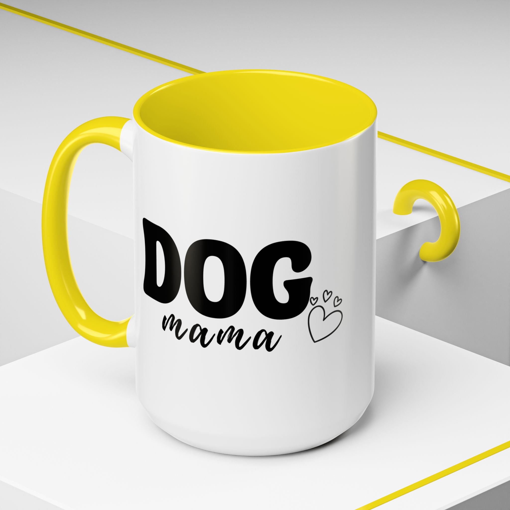 Dog Mama Accent Coffee Mug — Cute Black & White Pet Lover Gift (11/15oz)