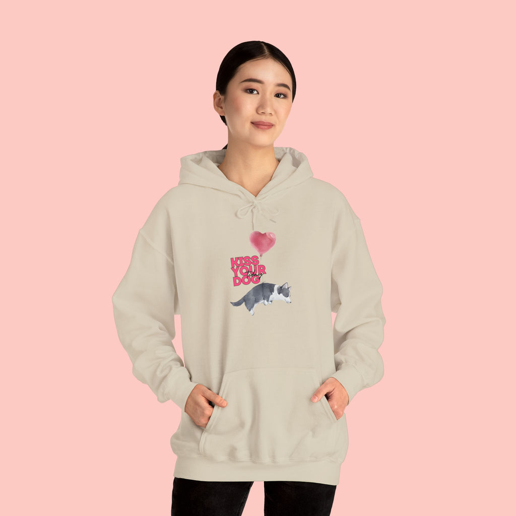 Kiss Your Dog Hoodie — Cute Heart & Dog Graphic Pullover