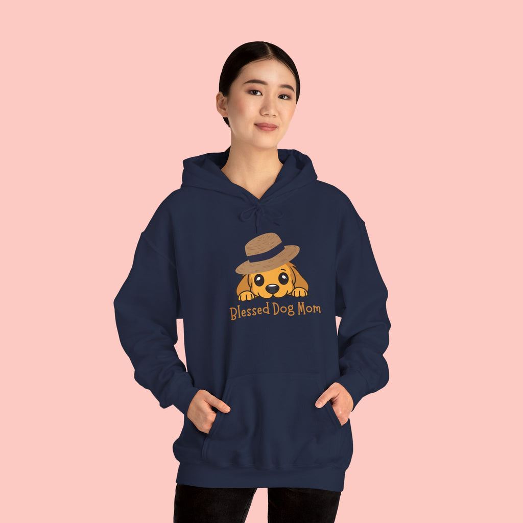 Dog Mom Hoodie - "Blessed Dog Mom" Cute Puppy Hat Sweatshirt