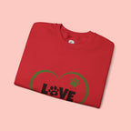 Dog Mom Heart Crewneck Sweatshirt — "LOVE Proud Dog Mom" Graphic