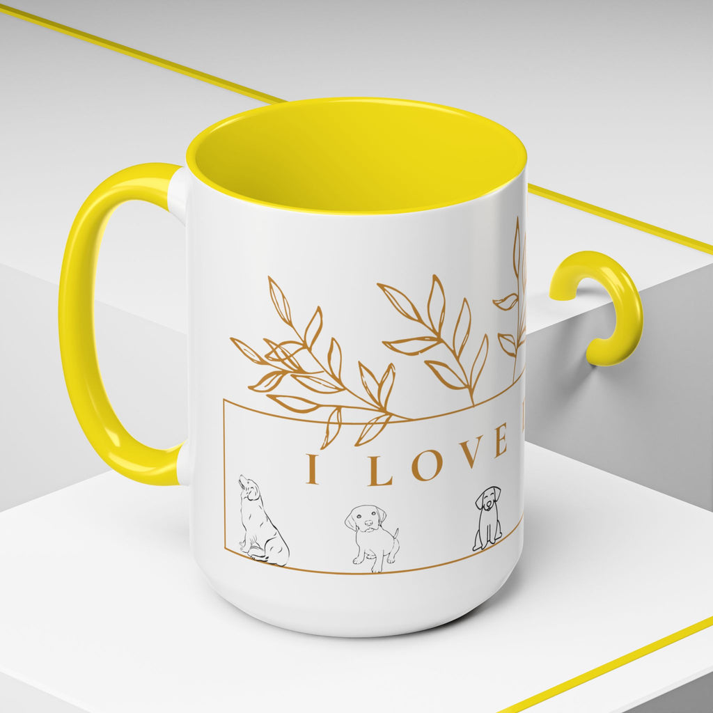 I Love Dogs Accent Coffee Mug — Gold Leaf Dog Lover Ceramic Mug (11oz & 15oz)