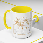 I Love Dogs Accent Coffee Mug — Gold Leaf Dog Lover Ceramic Mug (11oz & 15oz)