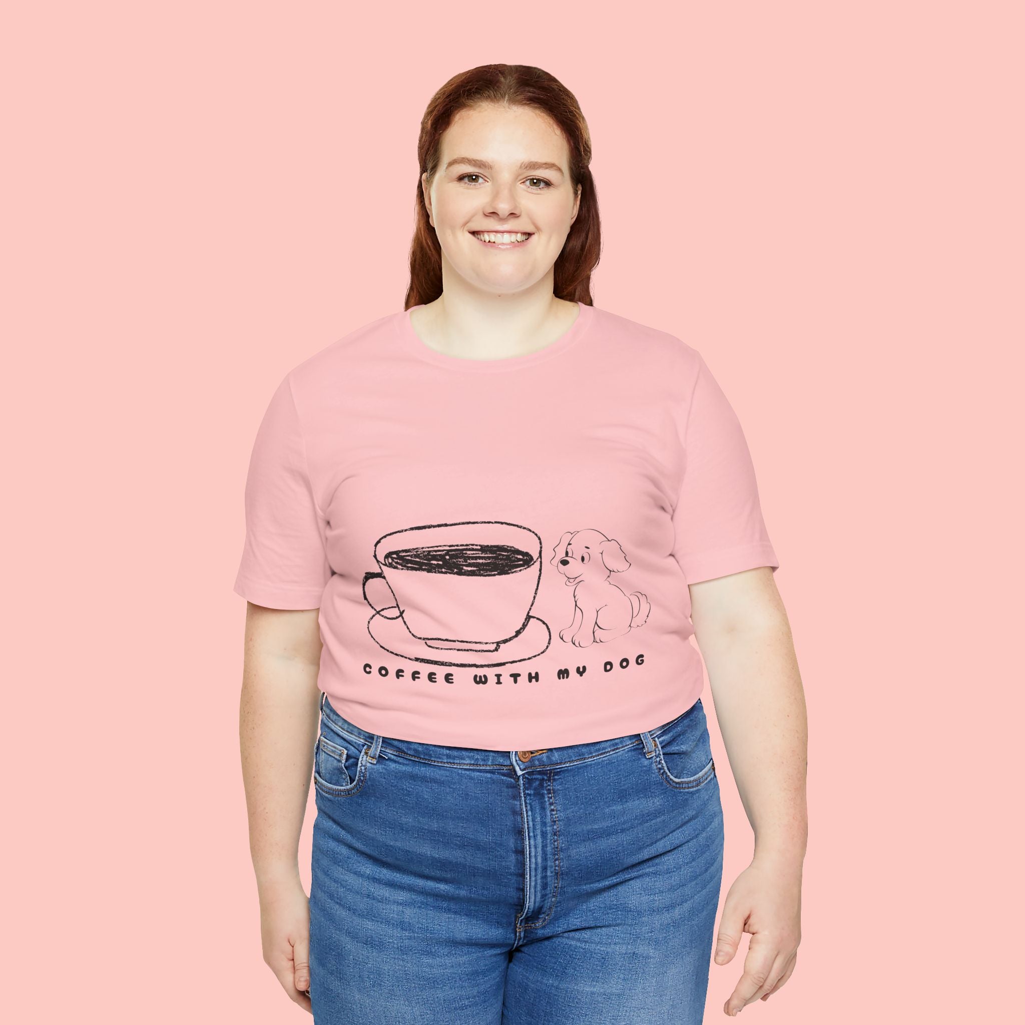 Coffee With My Dog T‑Shirt — Cute Minimalist Dog & Coffee Tee
