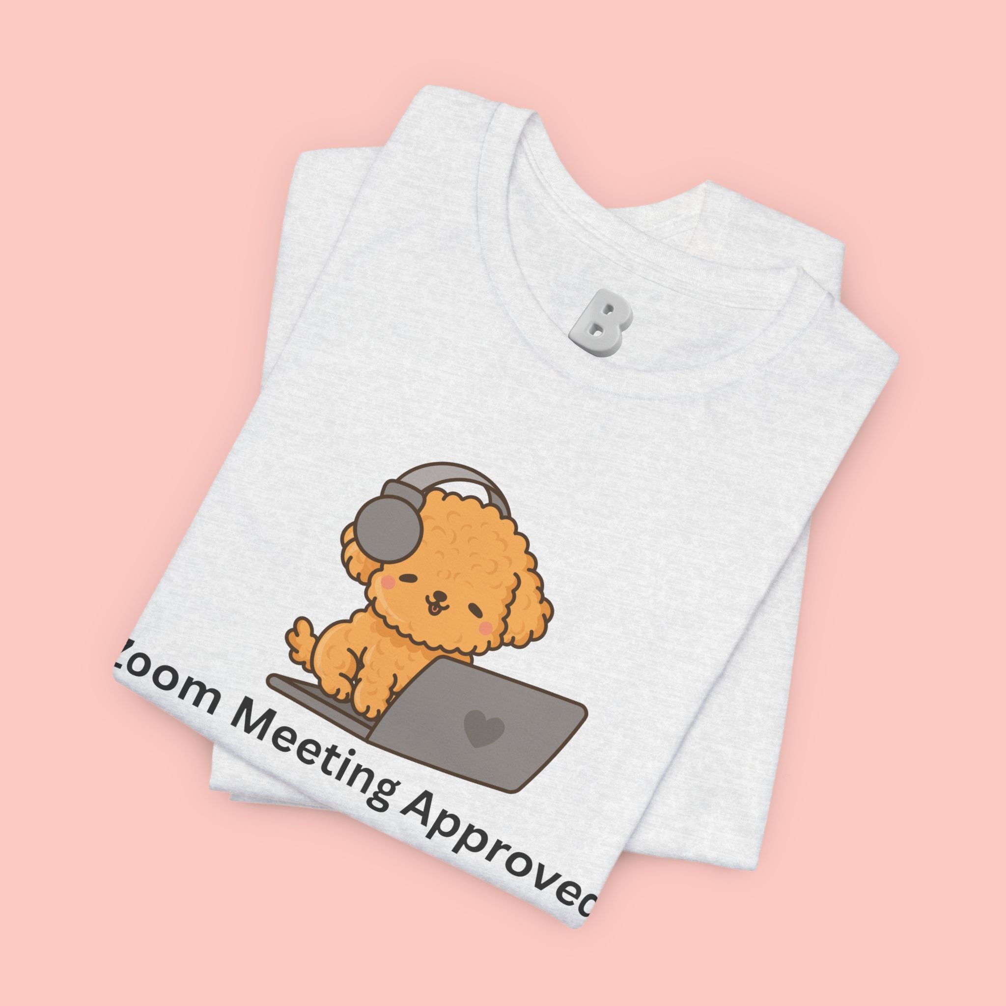 Zoom Meeting Approved Tee — Cute Puppy with Headset Laptop Graphic