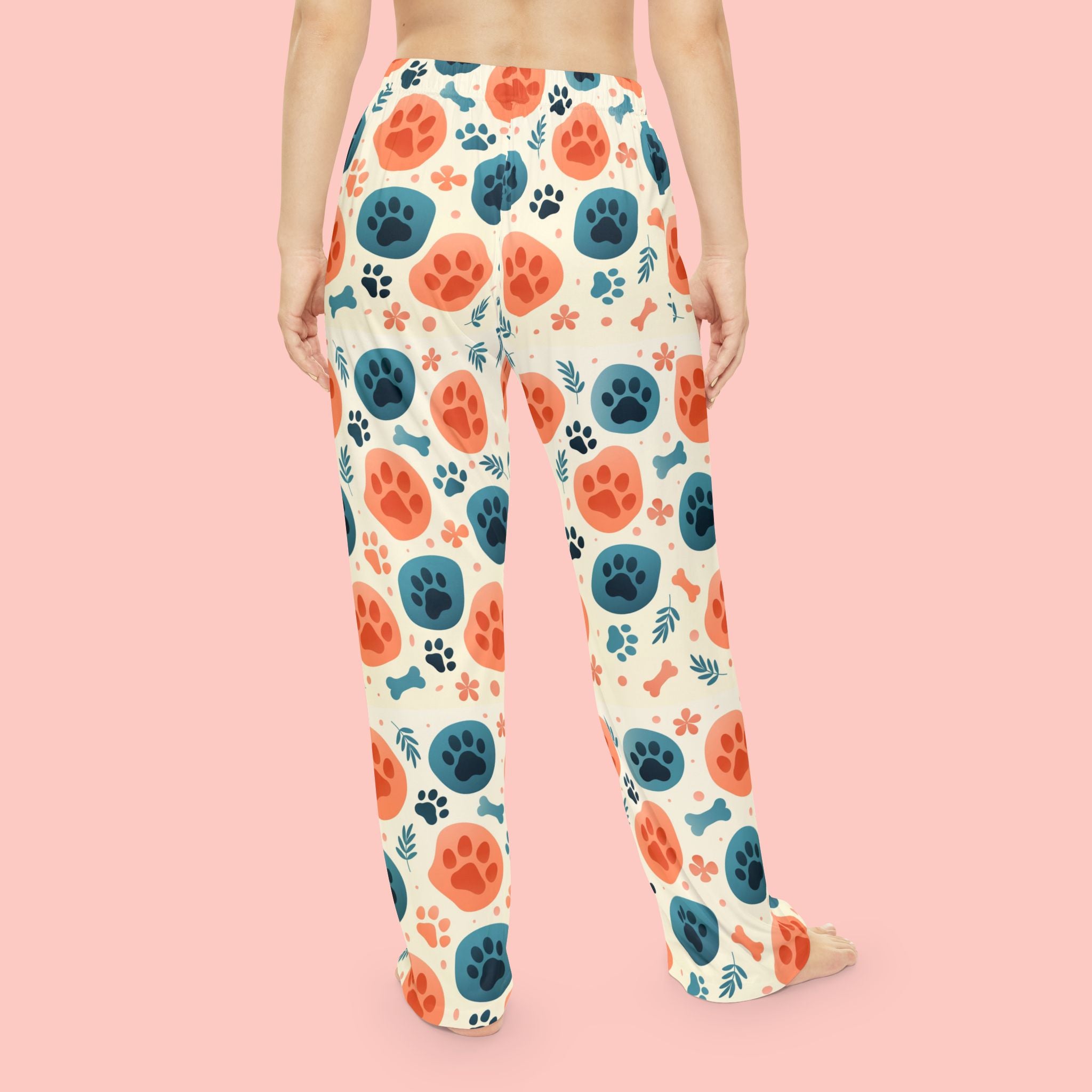 Paw Print Women's Pajama Pants — Cute Colorful Pet Pattern Lounge Pants