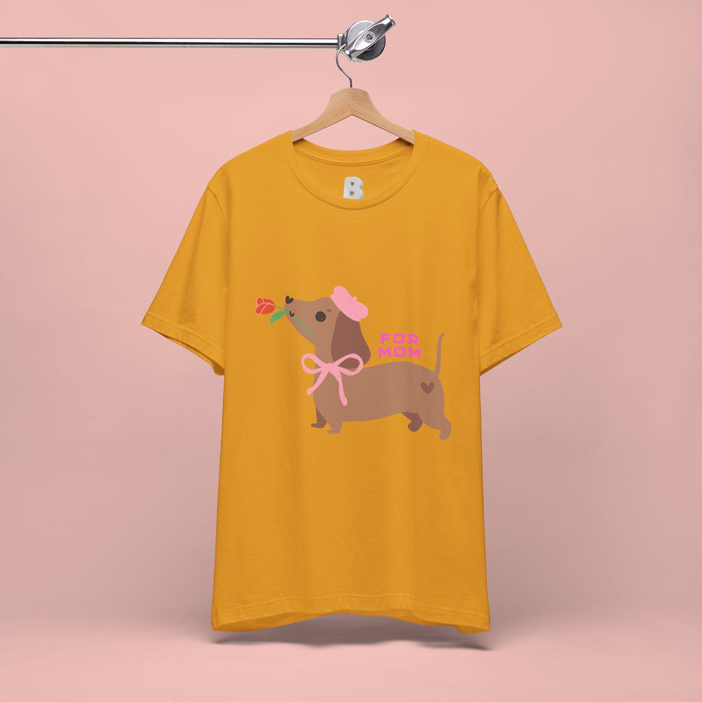 Mommy’s Dachshund Tee – Cute Dog with Rose “For Mom” Shirt