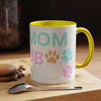Dog Mom Club Accent Coffee Mug – Colorful Paw Print 11/15oz