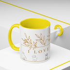I Love Dogs Accent Coffee Mug — Gold Leaf Dog Lover Ceramic Mug (11oz & 15oz)