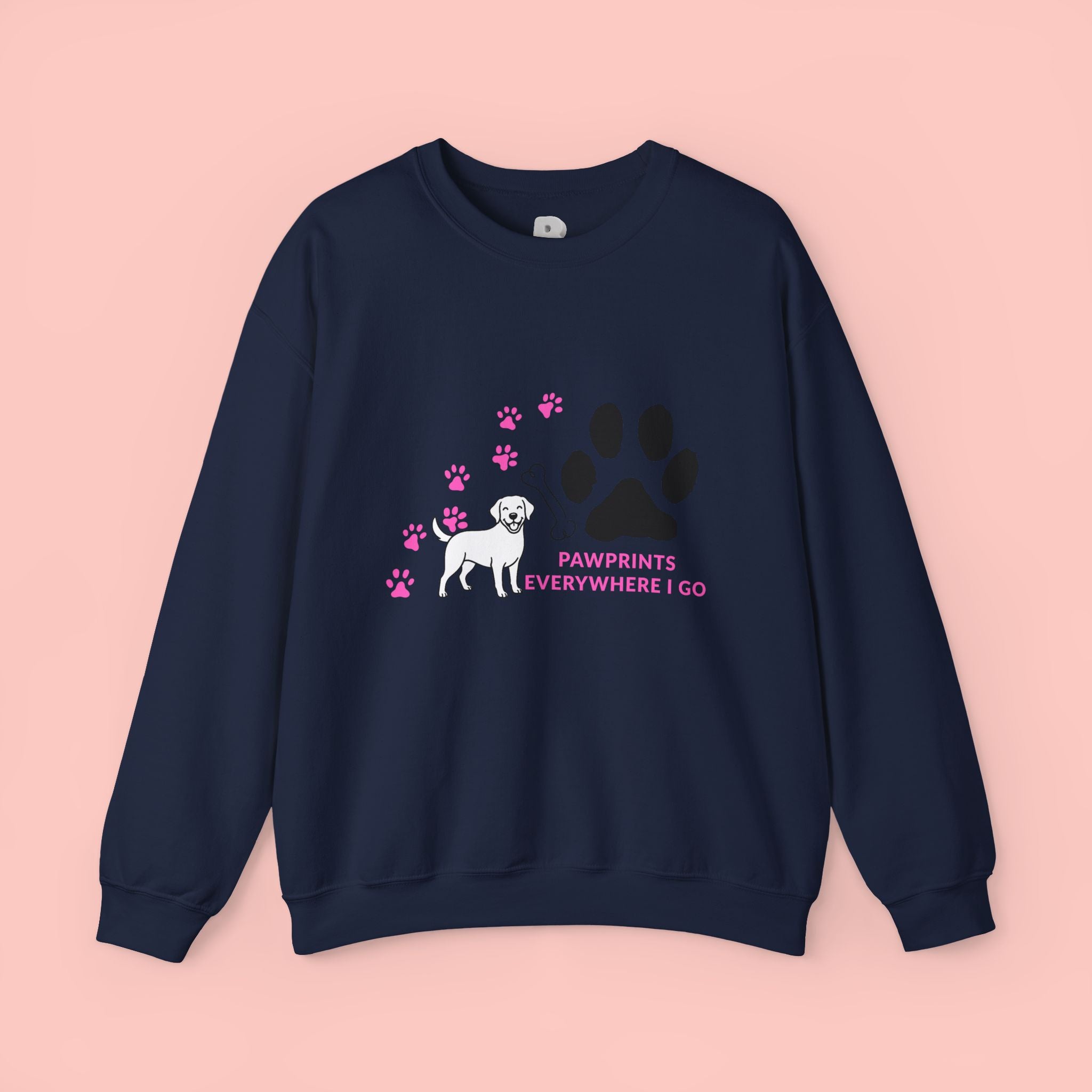 Crewneck Sweatshirt — "Pawprints Everywhere I Go" Dog Lover Graphic