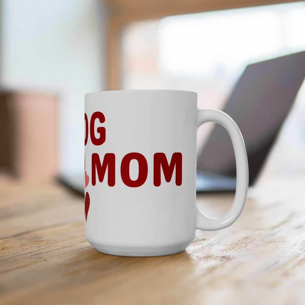 Dog Mom Ceramic Mug – Heart & Paw Print Coffee Cup (11oz/15oz)