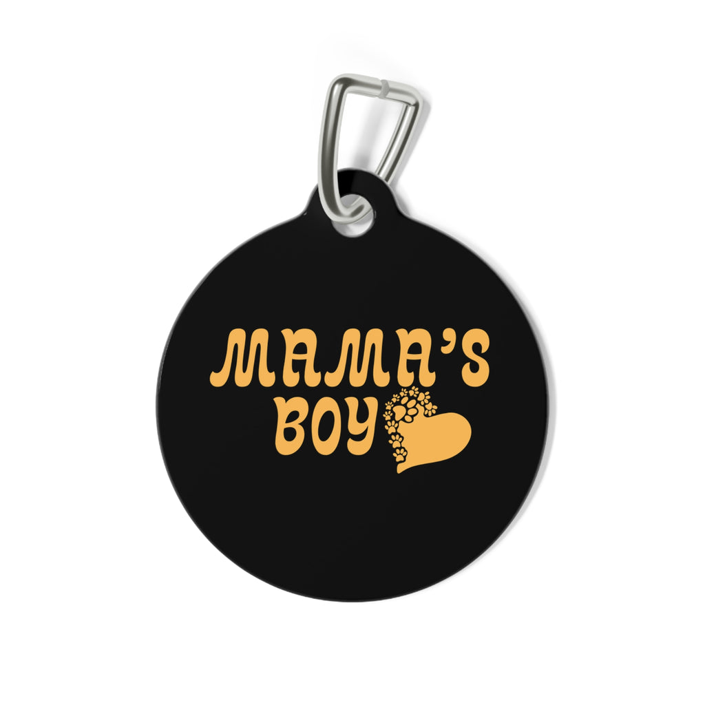 Mama's Boy Pet Tag — Retro Heart Paw ID Tag for Dogs & Cats