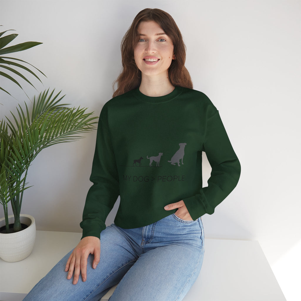My Dog > People Sweatshirt - Cute Dog Silhouette Crewneck for Dog Lovers