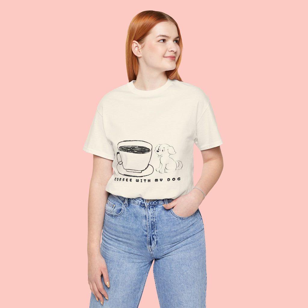 Coffee With My Dog T‑Shirt — Cute Minimalist Dog & Coffee Tee