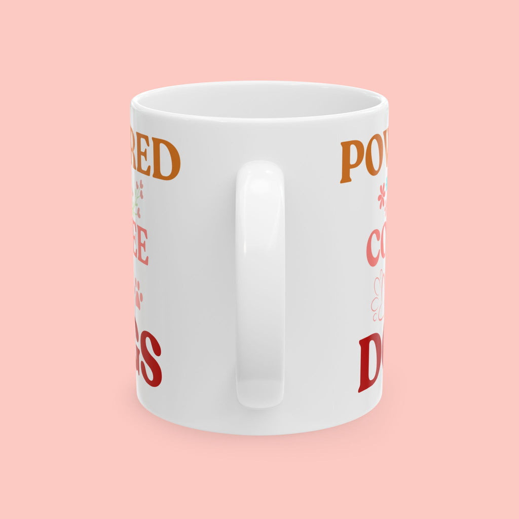 Coffee Powered Dog Mom Mug — Cute Floral Paw Print Ceramic Coffee Mug (11oz, 15oz)