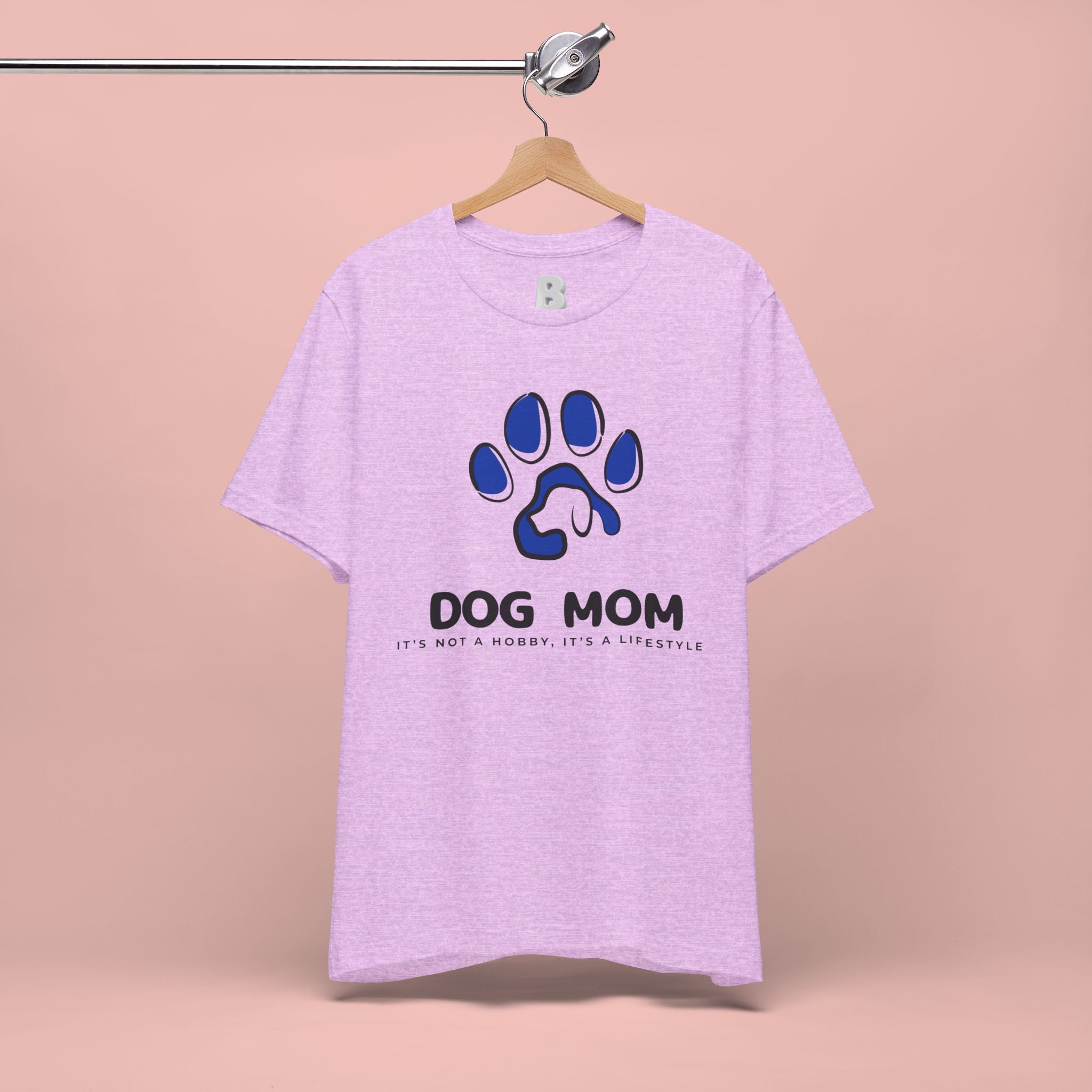 Dog Mom T-Shirt – Blue Paw Graphic "Dog Mom: It's Not a Hobby, It's a Lifestyle"