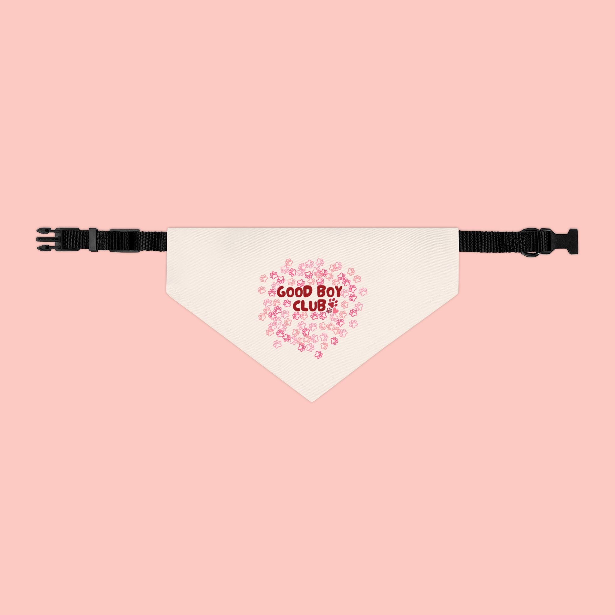 Pet Bandana — "Good Boy Club" Pink Heart Floral Dog Collar Bandana