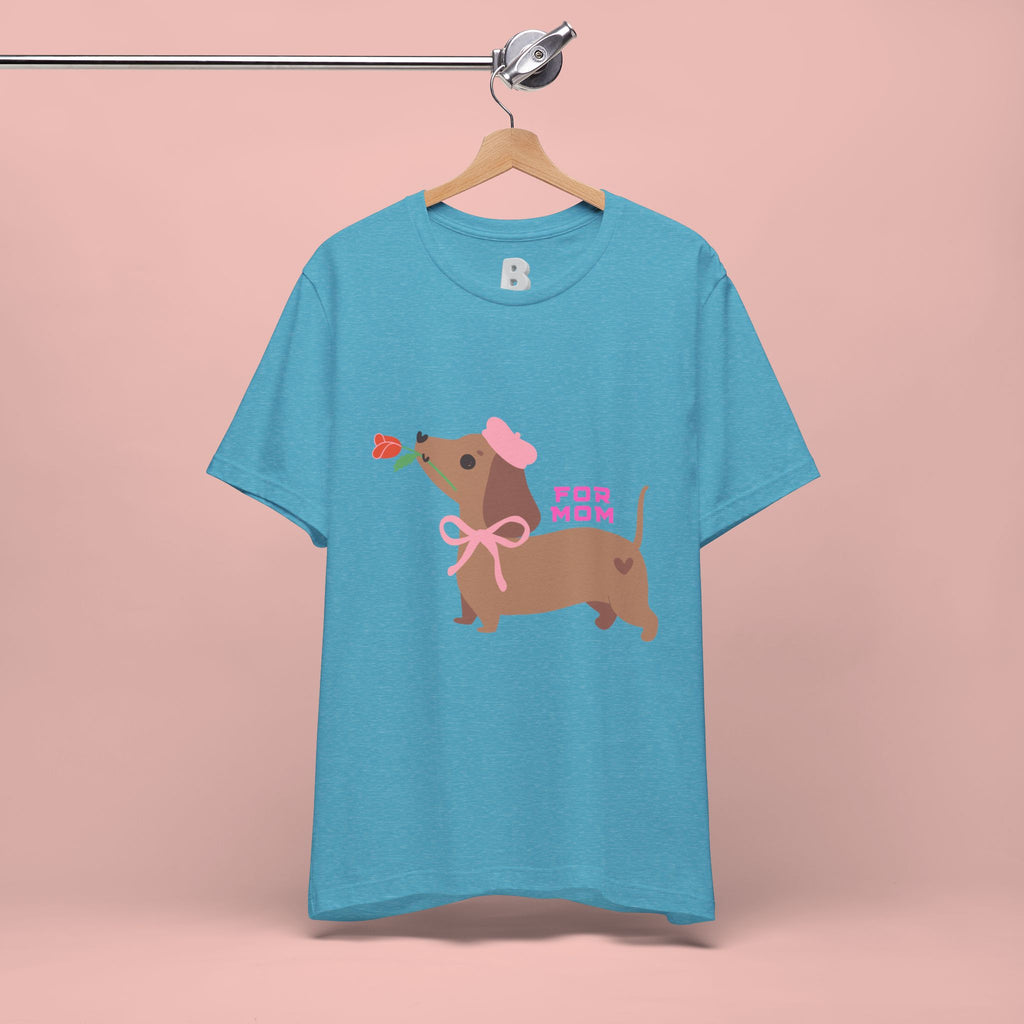 Mommy’s Dachshund Tee – Cute Dog with Rose “For Mom” Shirt