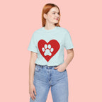 Pet Lover T-Shirt — Red Heart Paw Print Tee