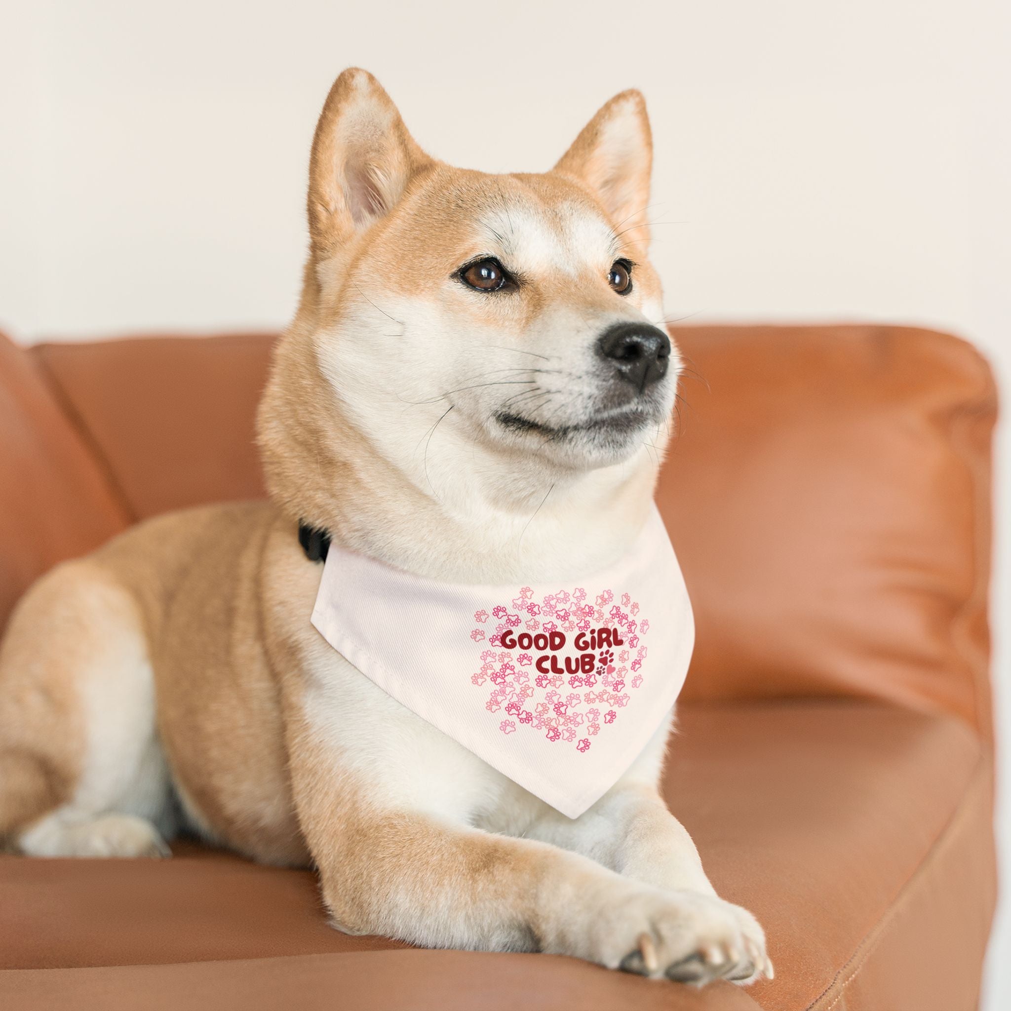 Pet Bandana — "Good Girl Club" Floral Heart Collar Accessory