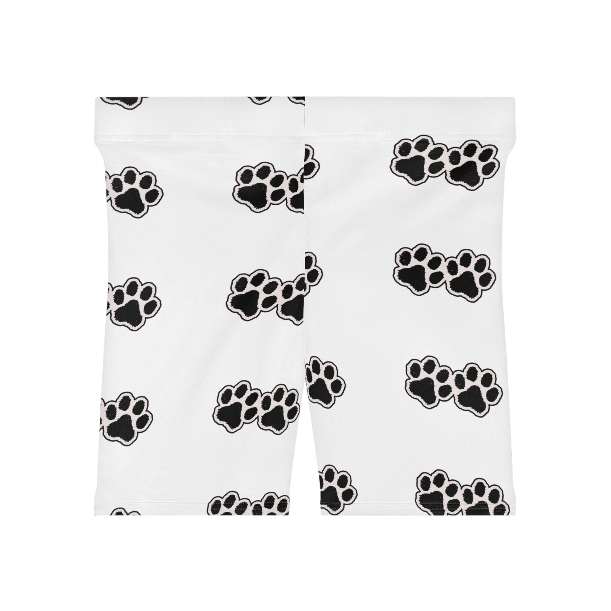 Paw Print Biker Shorts — Women's White Pet Lover Activewear