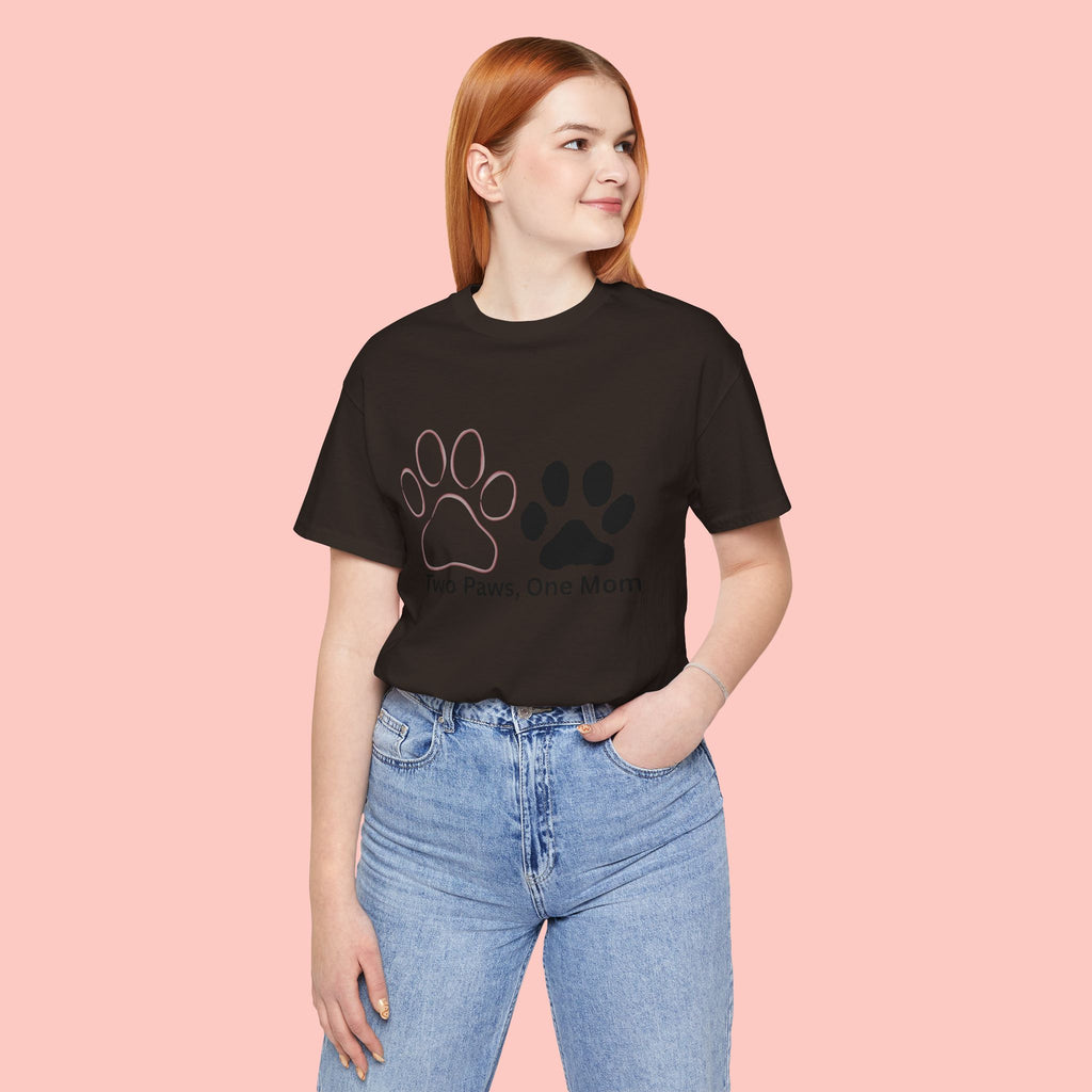 Two Paws, One Mom T-Shirt – Cute Dog Mom Paw Print Tee