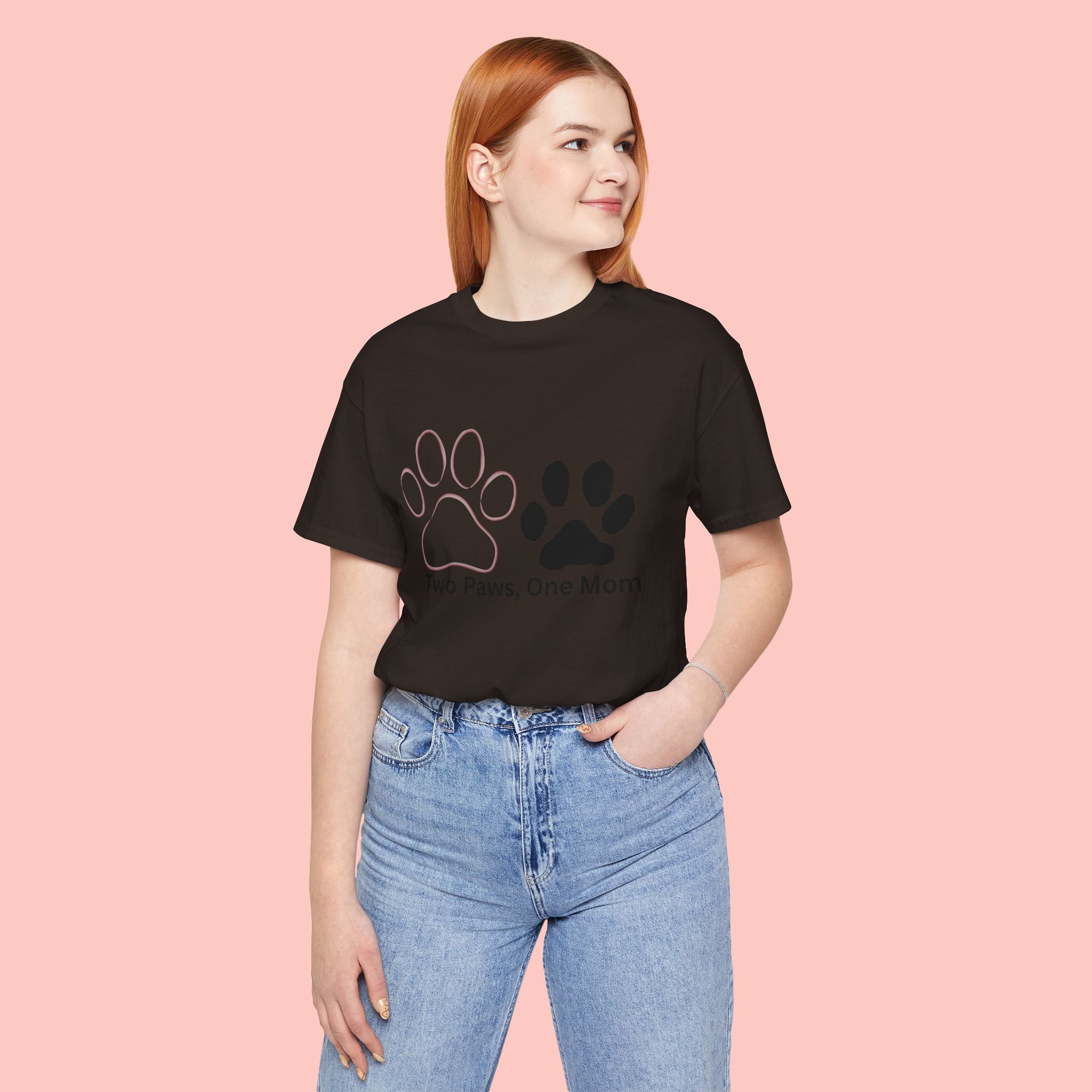 Two Paws, One Mom T-Shirt – Cute Dog Mom Paw Print Tee