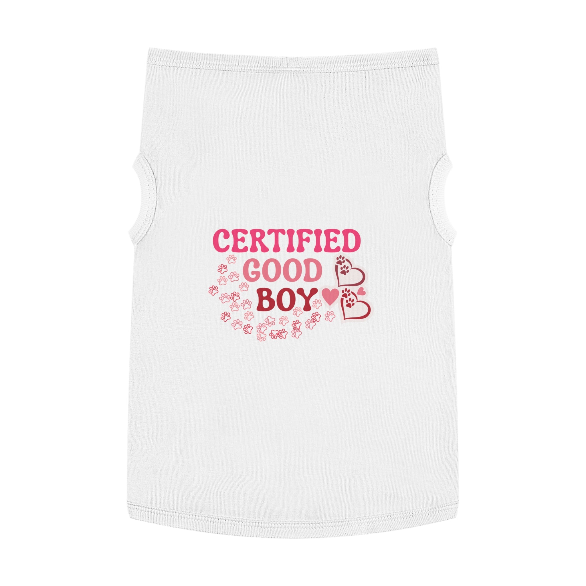 Certified Good Boy Pet Tank Top - Cute Paw & Heart Dog Tee