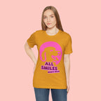 All Smiles Mom's Rules T-Shirt — Cute Pink Dog Graphic Tee for Moms & Pet Lovers