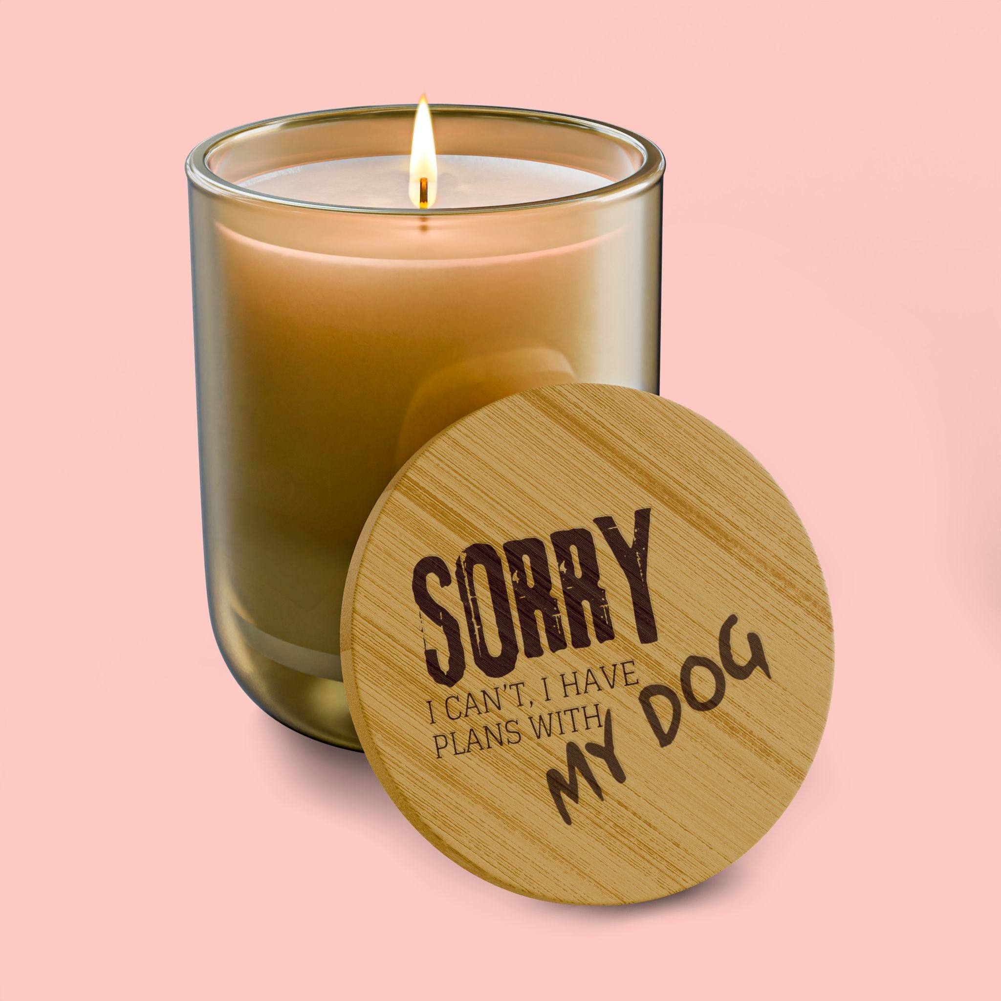 Engraved 14oz Soy Candle — "Sorry My Dog" Scented Candle with Bamboo Lid