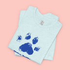 Dog Mom Paw Print T-Shirt — Distressed Blue Design