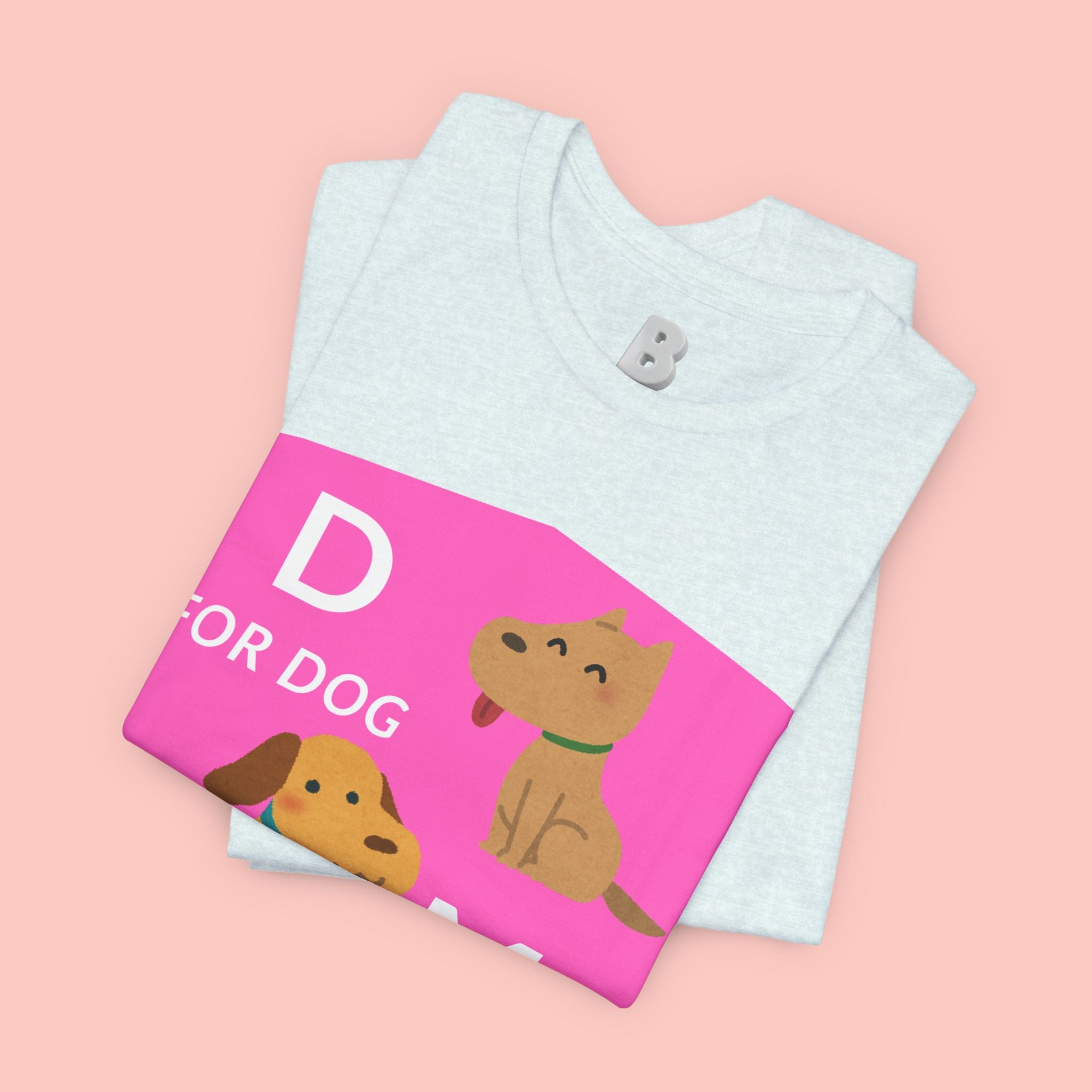 Dog Mom T-Shirt — Cute Pink "D for Dog, M for Mom" Graphic Tee