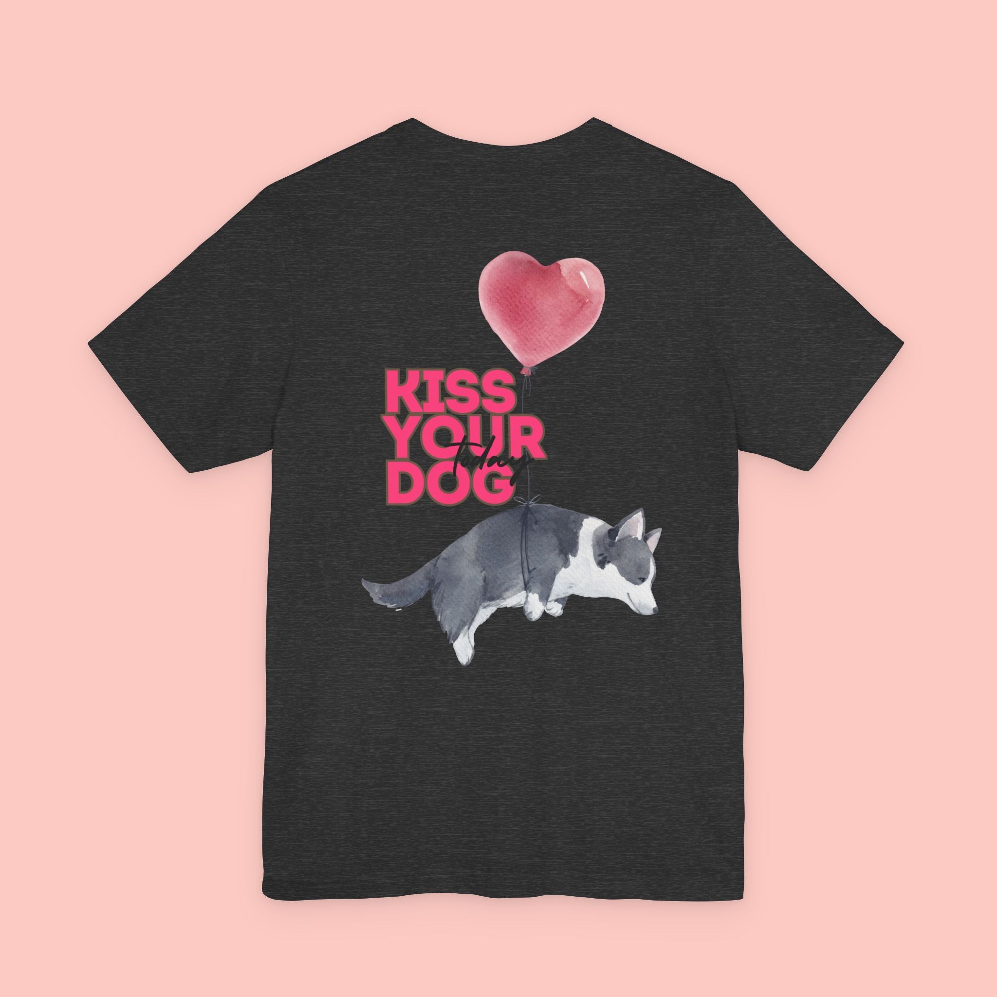 Kiss Your Dog Tee — Corgi Heart Balloon Graphic T-Shirt