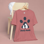Dog Mom T‑Shirt — Paw Print with Dog & Puppy Graphic