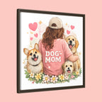 Dog Mom Canvas Print — Framed Matte Wall Art with Cute Dogs & Hearts