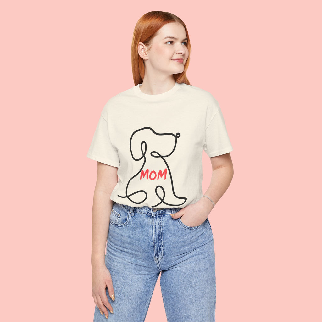Mom Dog T-Shirt — Minimal Line Art Puppy Tee for Dog Moms, Mother's Day Gift