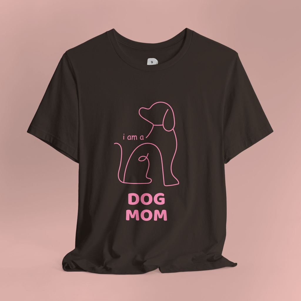 Dog Mom T‑Shirt – Minimal Pink Line Art Dog Tee