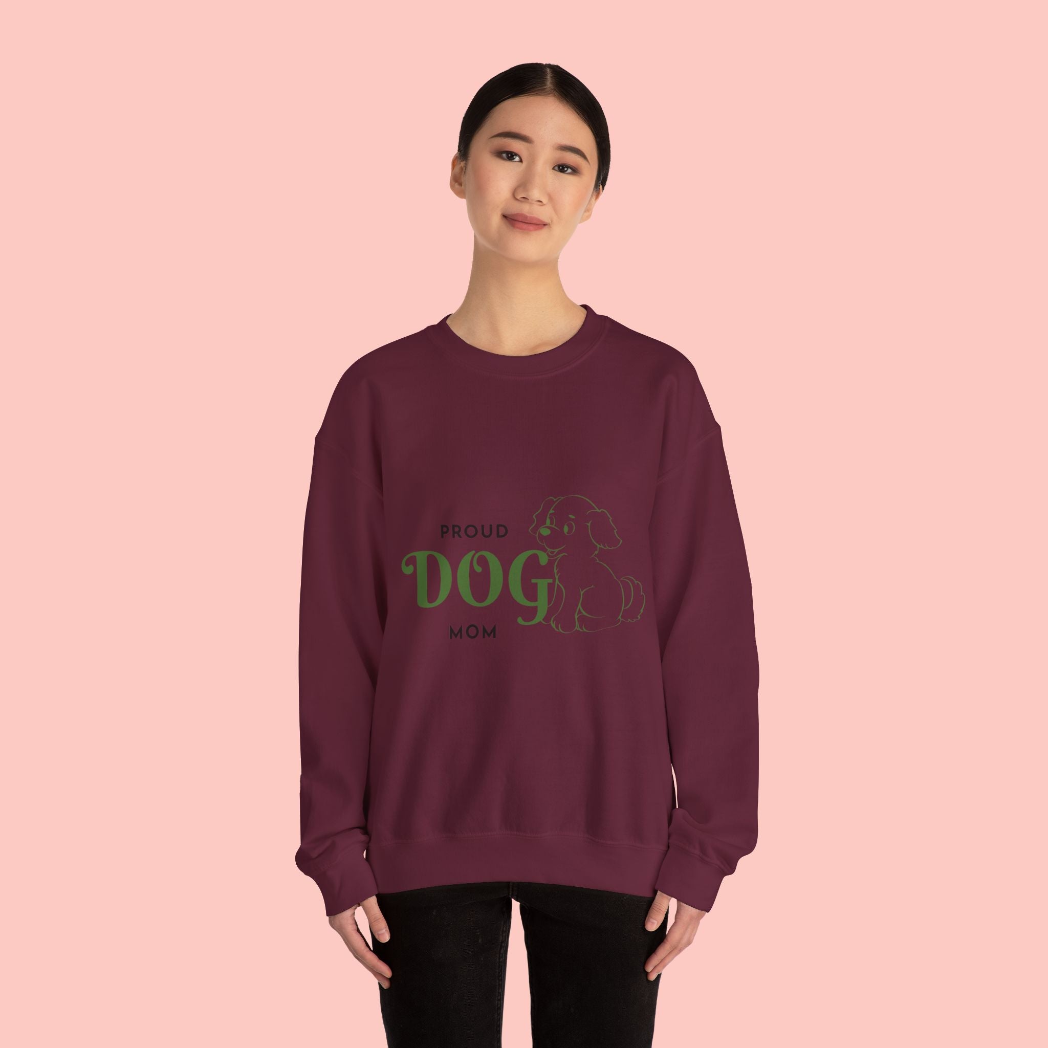 Proud Dog Mom Sweatshirt – Cute Dog Outline Crewneck for Pet Lovers