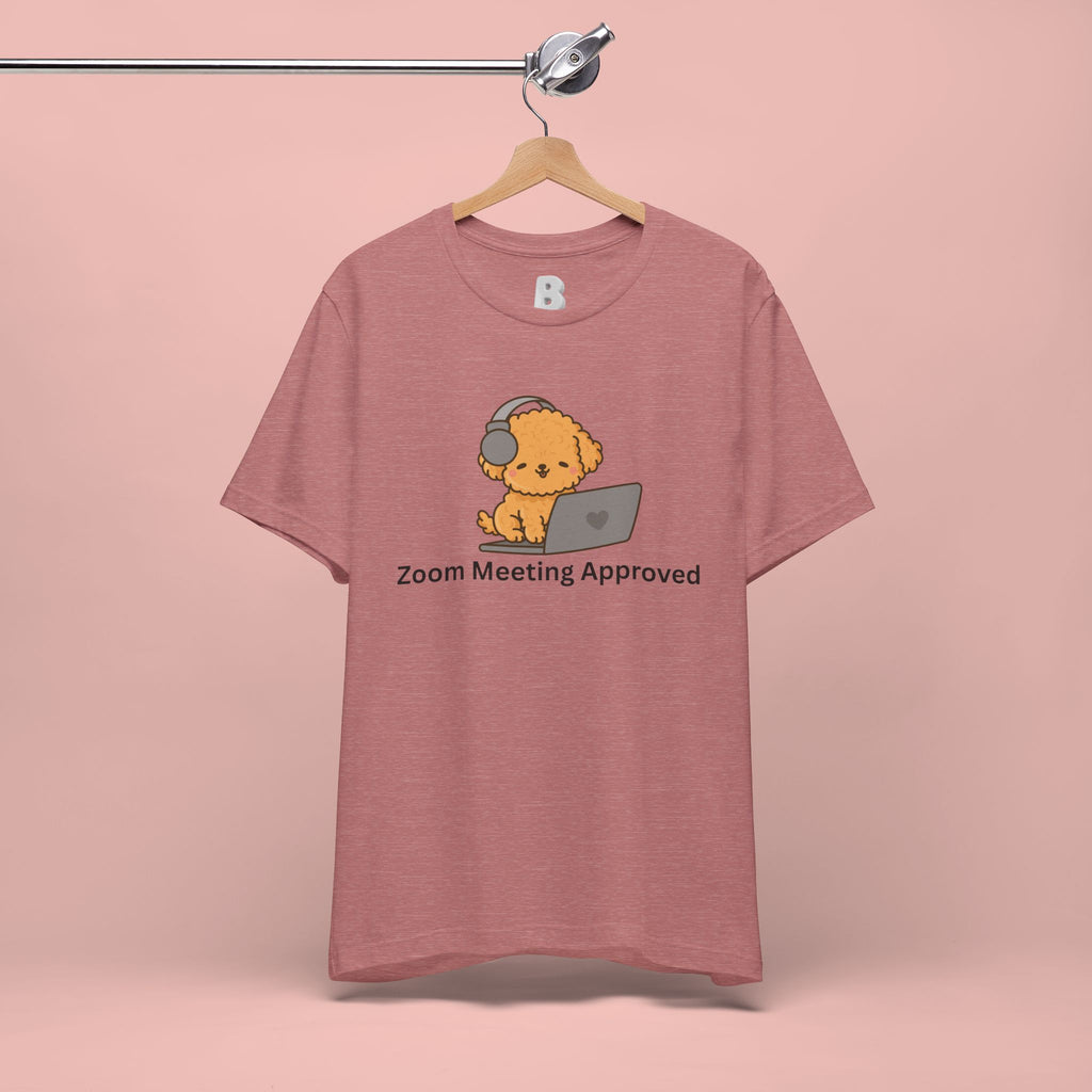 Zoom Meeting Approved Tee — Cute Puppy with Headset Laptop Graphic