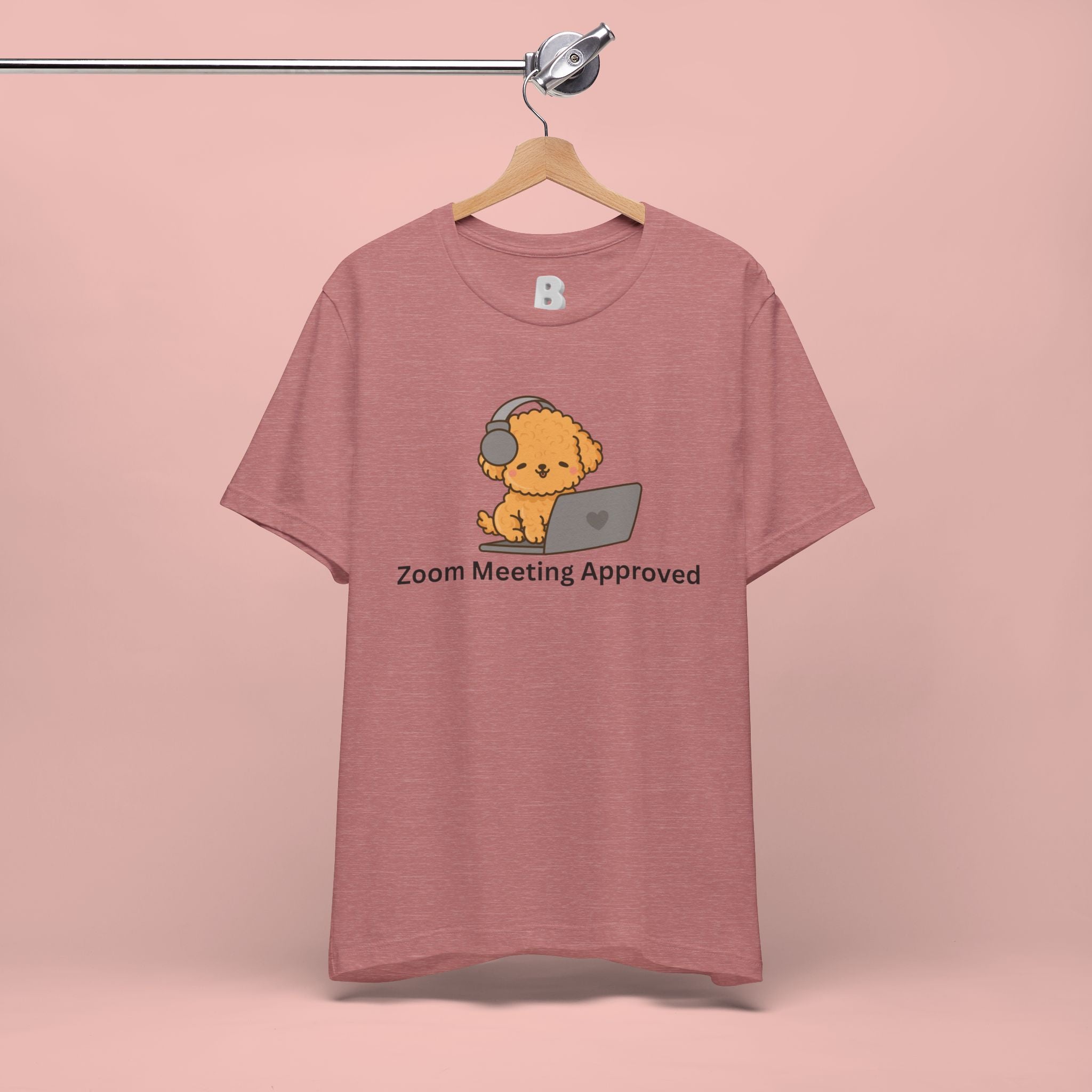 Zoom Meeting Approved Tee — Cute Puppy with Headset Laptop Graphic