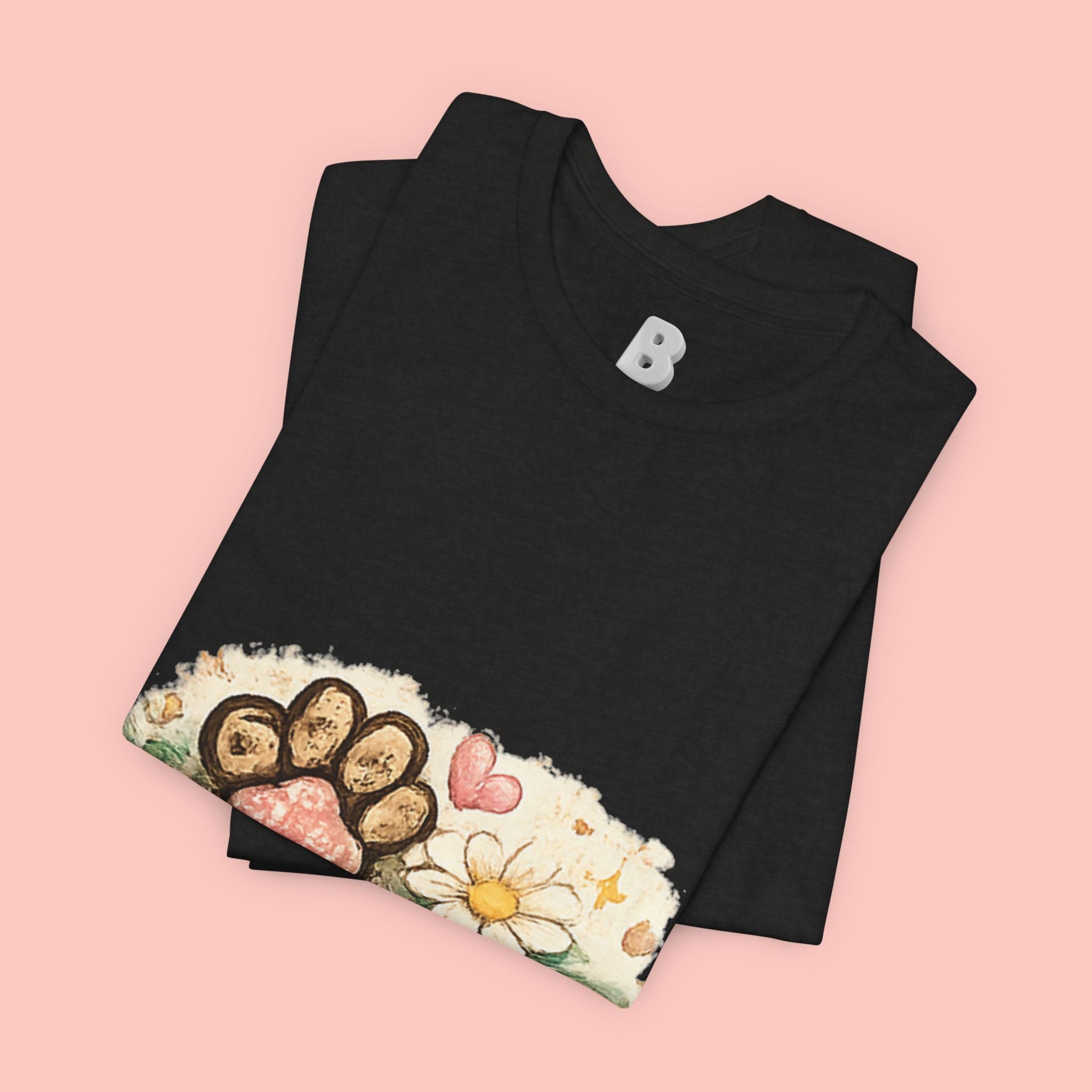 Dog Paw Floral T-Shirt — Cute Paw Print, Bone & Daisies Tee